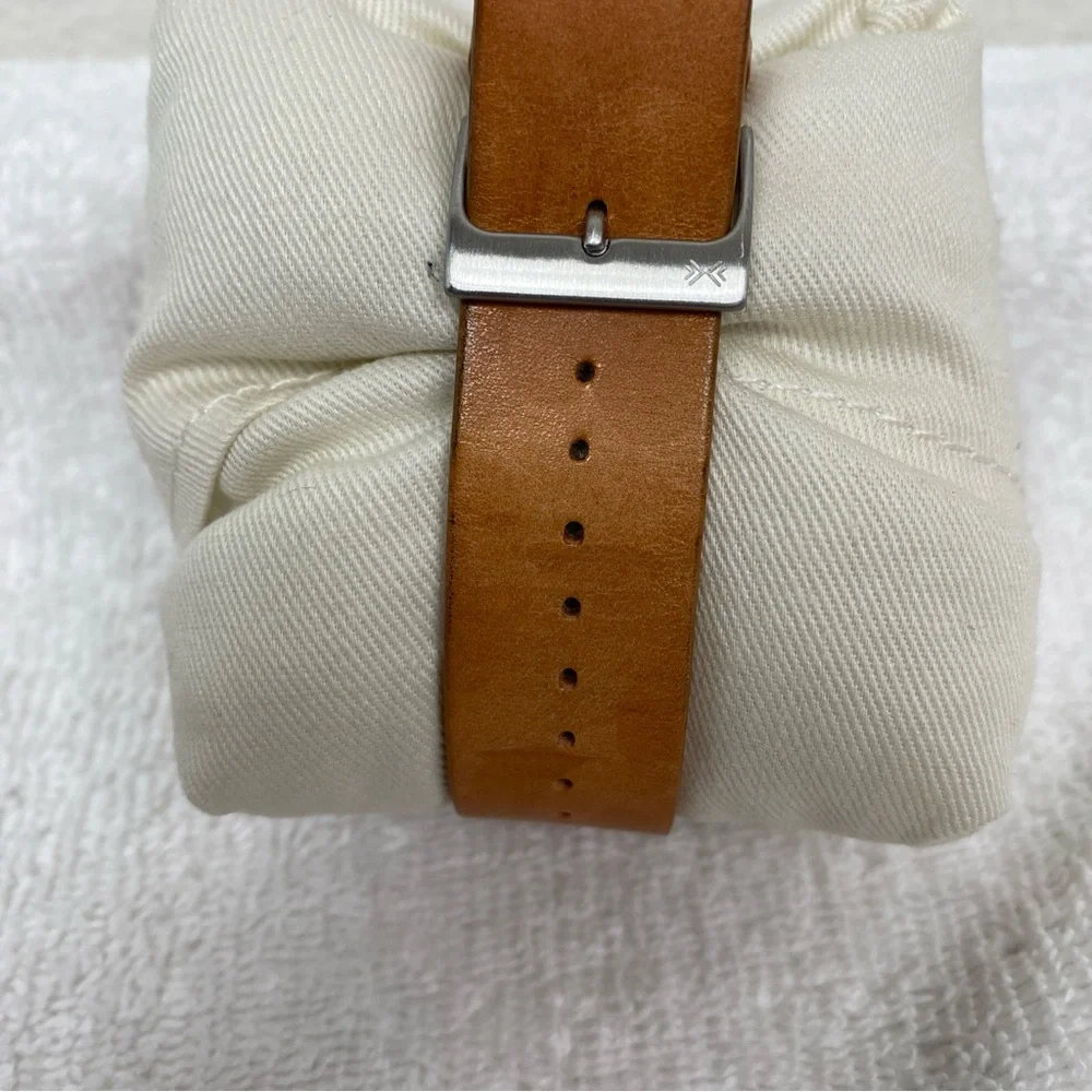 Skagen Men's Cognac Leather Ancher Gray Stainless Steel Adjustable Watch Classic